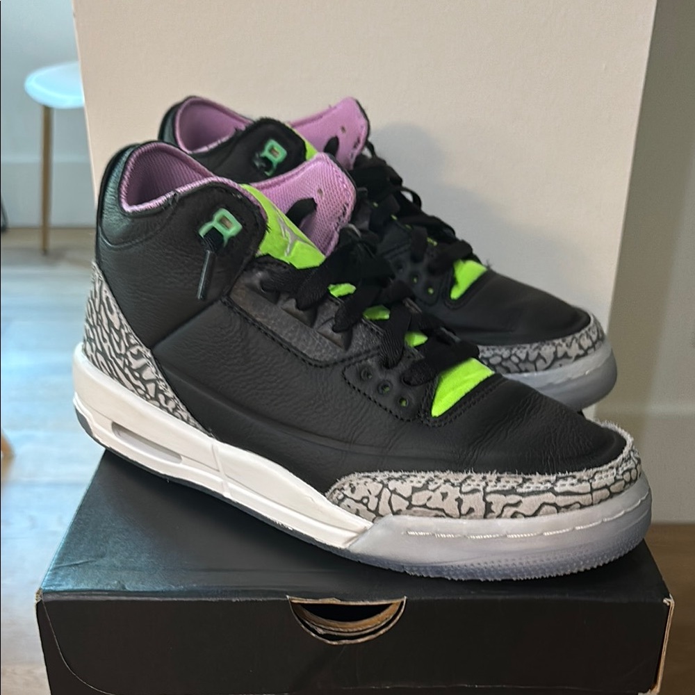 Youth black green and purple Jordan 3 retro